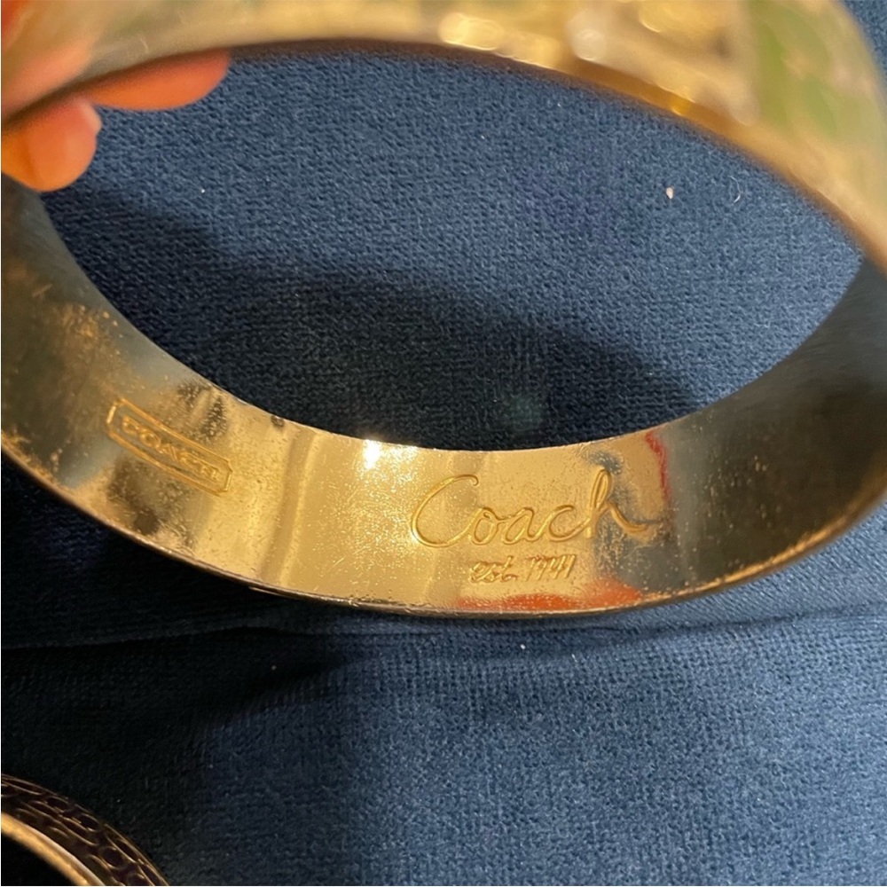 Coach Gold Bangles with Green and Purple Enamel - Picture 3 of 5